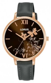 image of Lorus womens Brown Sunray Dial Grey Leather Strap Watch