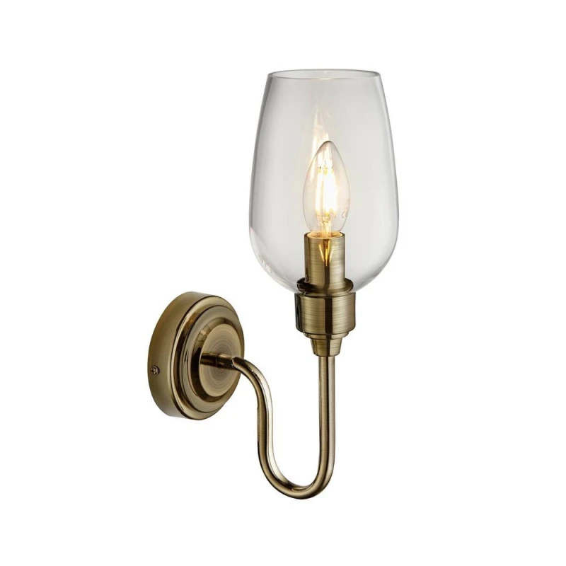 Image of Netlighting Livorno Batten Antique Brass Plate Clear Glass in Bronze Bronze Unisex
