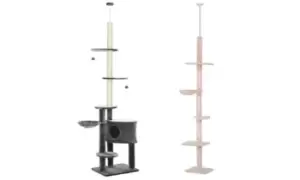 Image of PawHut Floor-to-Ceiling Cat Tree: Beige