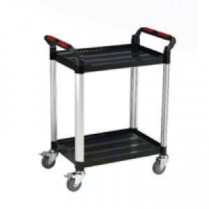 Image of Barton Black and Silver 2 Shelf Standard Plastic Trolley White T2SS