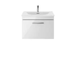 image of Nuie Athena 600 Wall Hung Single Drawer Vanity & Curved Basin - Gloss Grey Mist