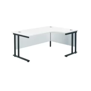 Image of Jemini Radial Right Hand Double Upright Cantilever Desk 1800x1200x730mm White/Black KF803843