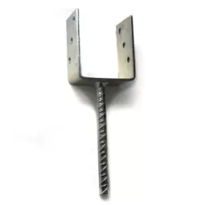 image of Zinc Plated u Type Post Fence Foot Anchors - Size 100 x 60 x 120 x 5mm - Pack of 2