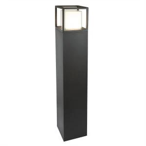 Image of Integrated LED Outdoor Bollard Post Dark Grey, Opal White IP44