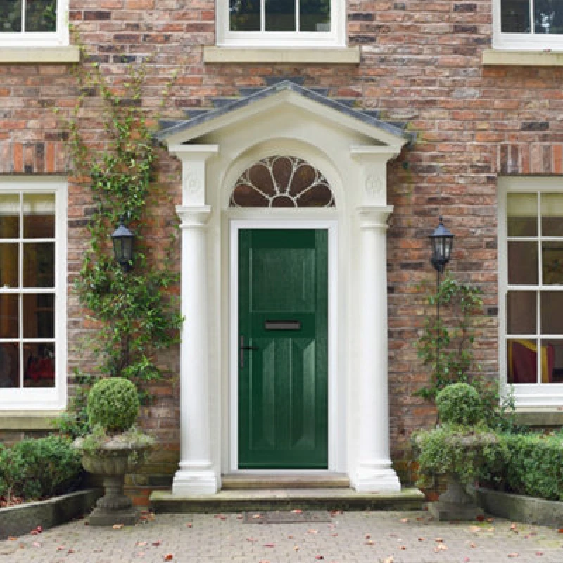 Image of Lacerta Composite Door Eaton Solid Green 920mm X 2090mm Open In Right Hand No Glass 10 Year Guarantee - Free Delivery & Smart Lock