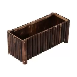 Image of Outsunny Raised Flower Bed Wooden Rectangular Planter Container Box Wood 4 Feet