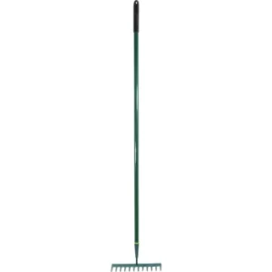 image of Garden Rake 12 Tine, Carbon Steel Rake, Aluminium Shaft