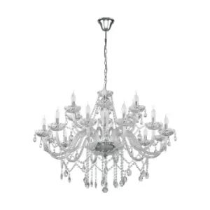 Image of Chandelier Light Chrome Plated Steel & Clear Glass Droplets Bulb E14 18x40W