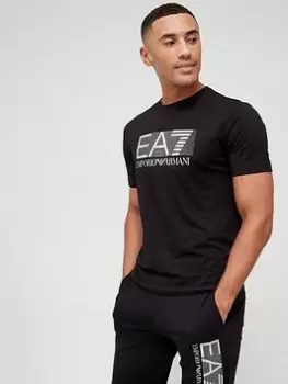 image of EA7 Emporio Armani Visibility Logo T-Shirt, Black, Size 2XL, Men