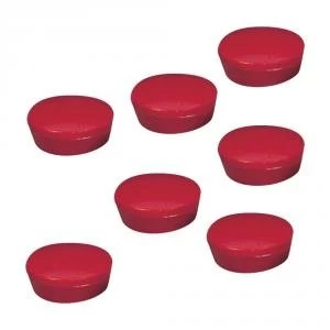 Image of Office Round Plastic Covered Magnets 20mm Red Pack 10 938683