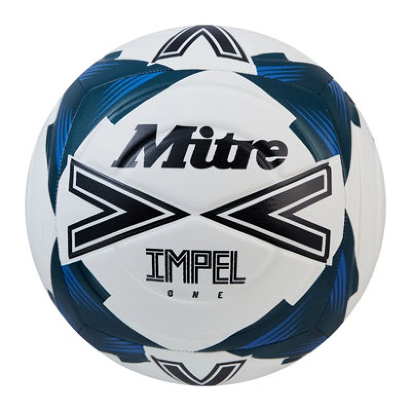Image of Mitre Impel One Football White/black/tidal Teal (2)