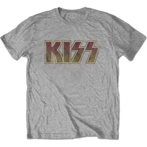 image of KISS - Vintage Classic Logo Unisex Large T-Shirt - Grey