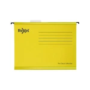 Image of Rexel Classic Suspension Files Foolscap Yellow Pack of 25 2115593