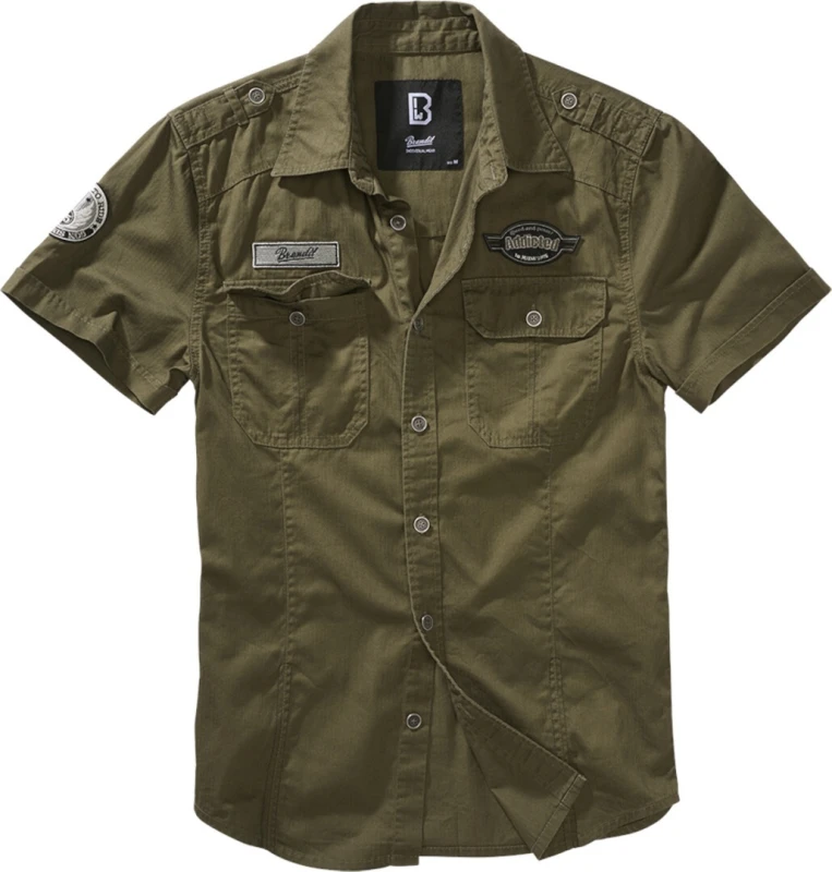 Image of Brandit Luis Vintage Short Sleeve Shirt, green, Size S for Men