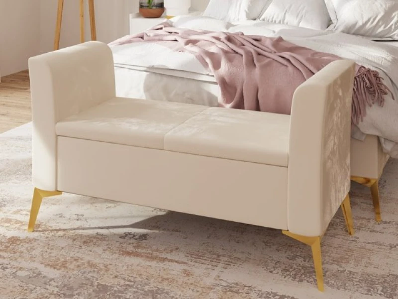 Image of GFW Pettine Natural Fabric Upholstered Ottoman Storage Bench