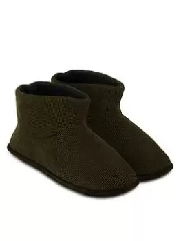 image of Totes Isotoner Isotoner Textured Cord Short Boot Slippers - Khaki, Size 9, Men