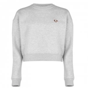 Image of True Religion Horseshoe Crop Sweatshirt - Grey Marl