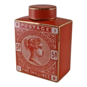 image of Postage Stamp Decorative Ginger Jar, Burnt Orange