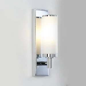 image of 1 Light Bathroom Wall Light Polished Chrome IP44, E14