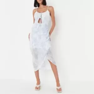 Missguided Tall Tie Dye Asymmetric Cut Out Midi Dress - Blue