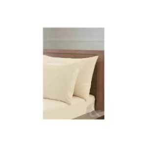 Image of Percale 180 Thread Count Ivory Cream King Fitted Valance Bed Sheet - Cream