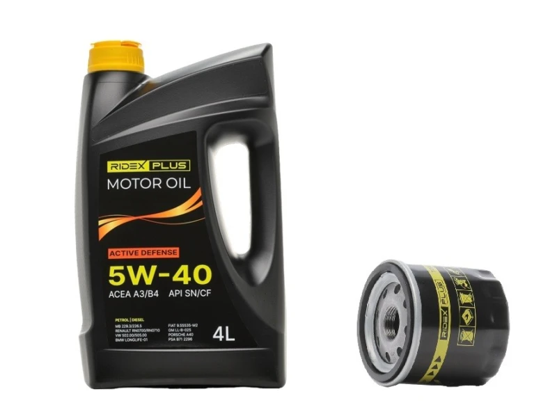 Image of RIDEX PLUS 100908O0047P Oil change kit (oil filter + engine oil) Oil change kit (oil filter + engine oil) (100908)