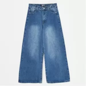 image of Missguided Recycled Petite Wrath Wide Leg Jeans - Blue