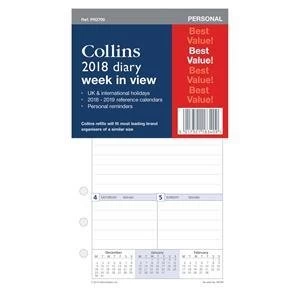 Image of Original Collins 2018 Personal Diary Refill Week to View