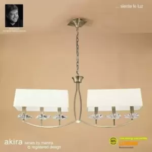 image of Akira 2 Arm pendant lamp 6 Bulbs E14, antique brass with cream shade