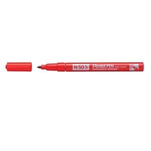 image of Pentel N50S-B Fine Tip Bullet Marker Pen Red Pack 12 59074PE