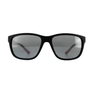 Rectangle Matte Black Silver Mirror Sunglasses