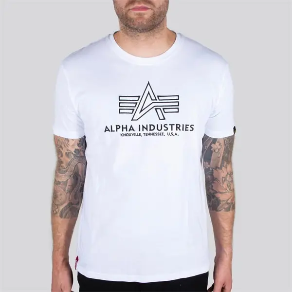 Image of Alpha Industries Basic Embroidery T-Shirt, white, Size S