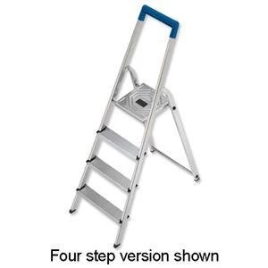 Image of Original Folding Aluminium Ladder 3 Non Slip Ribbed Steps