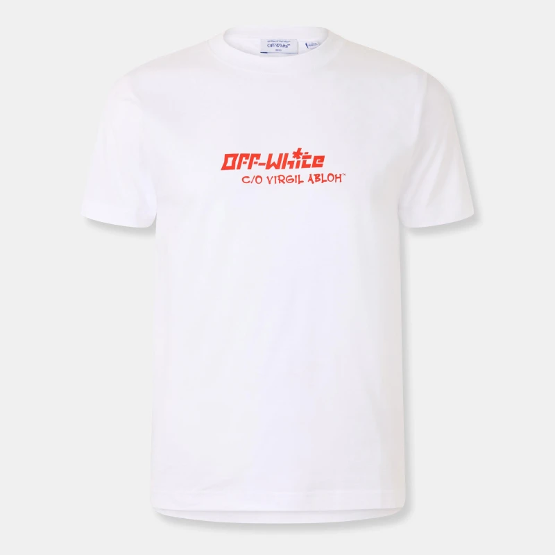 Image of Off White Mens Cryst Croco T-Shirt White/Orange male XS