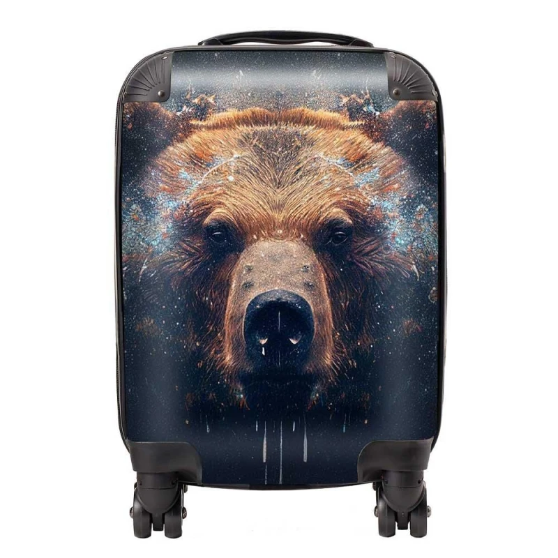 Image of Warren Reed - Designer Brown Bear Face Splashart Suitcase Size: Large Brown Unisex Large