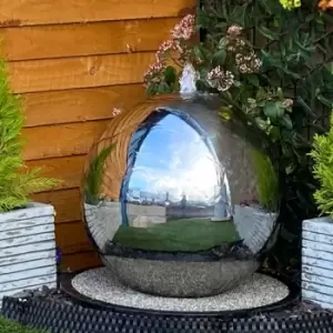 image of Tranquility 50Cms Stainless Steel Sphere Solar Powered Water Feature