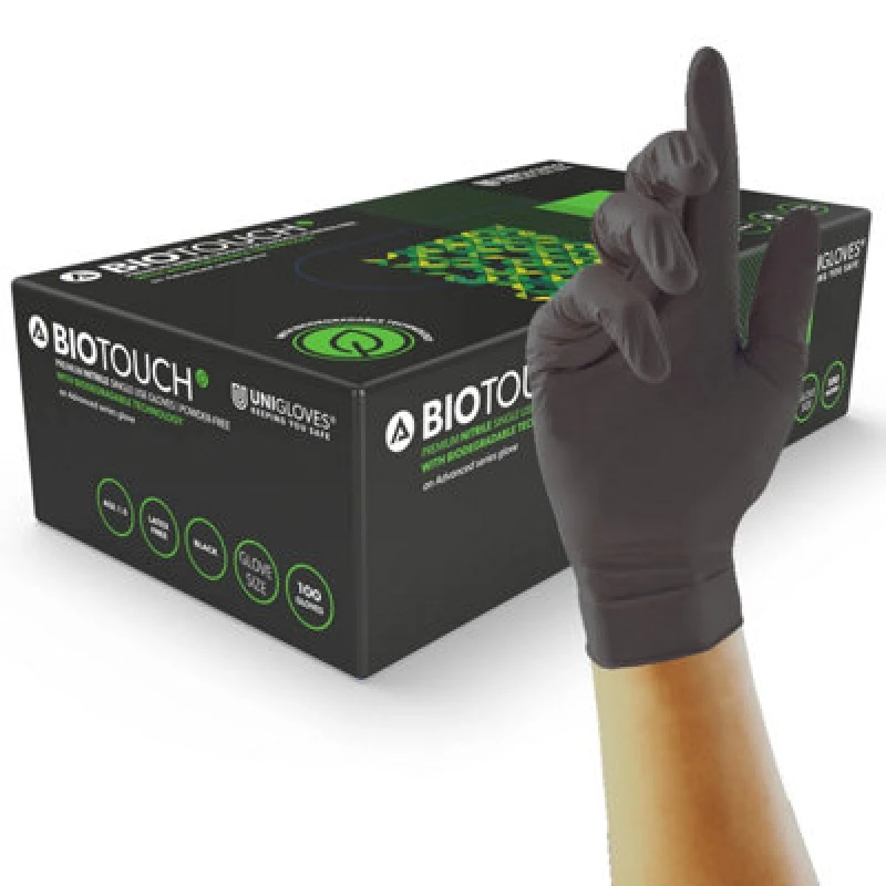 Image of Biotouch Single Use Glove Black Nitrile Powder Free Size Small (100 pack)