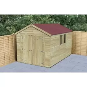 image of Forest Garden Timberdale 12 x 8ft Apex Double Door Shed with Base & Assembly