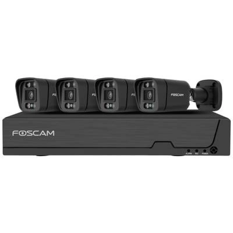 Image of Foscam Foscam Netzwerkkamera FNA108E-B4-2T Black LAN IP-CCTV camera set 8-channel incl. 4 cameras 3840 x 2160 p FNA108E-B4-2T black