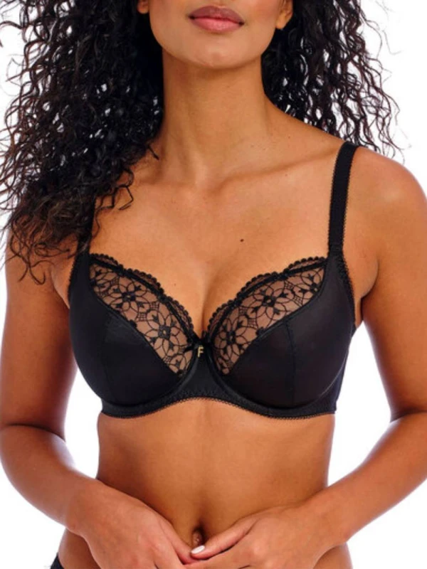 Image of Freya Womens underwired plunge bra Freya Hallie Noir Female 85D