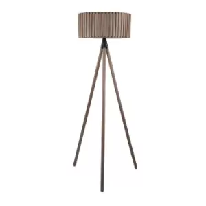 image of 154cm Soft Grey Wooden Tripod Floor Lamp