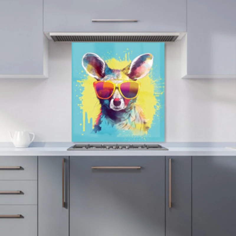 Image of Warren Reed - Designer White Wolf With Glasses Splashart Tea Towel White Unisex