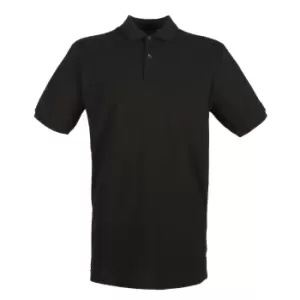 image of Henbury Mens Modern Fit Cotton Pique Polo Shirt (XXL) (Black)