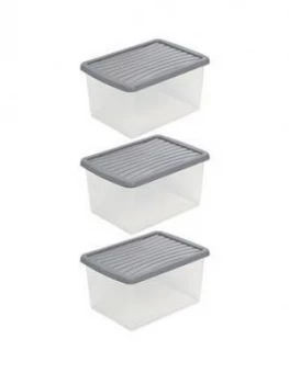 image of Wham Set Of 3 Plastic Crystal Storage Boxes ; 16 Litres Each