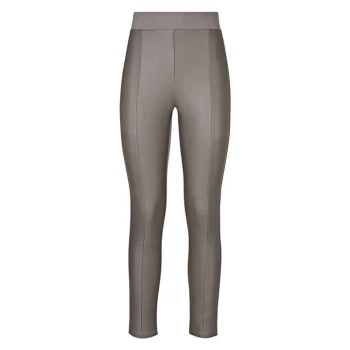 Image of James Lakeland Front Faux Leather Trousers - Taupe