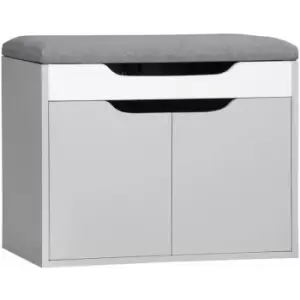 Image of Upholstered Entryway Shoe Bench w/ Storage Cabinet for Living Room Grey - Grey - Homcom