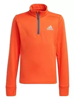 Image of Boys, Adidas Aeroready 1/2 Zip Top, Bright Orange, Size 11-12 Years