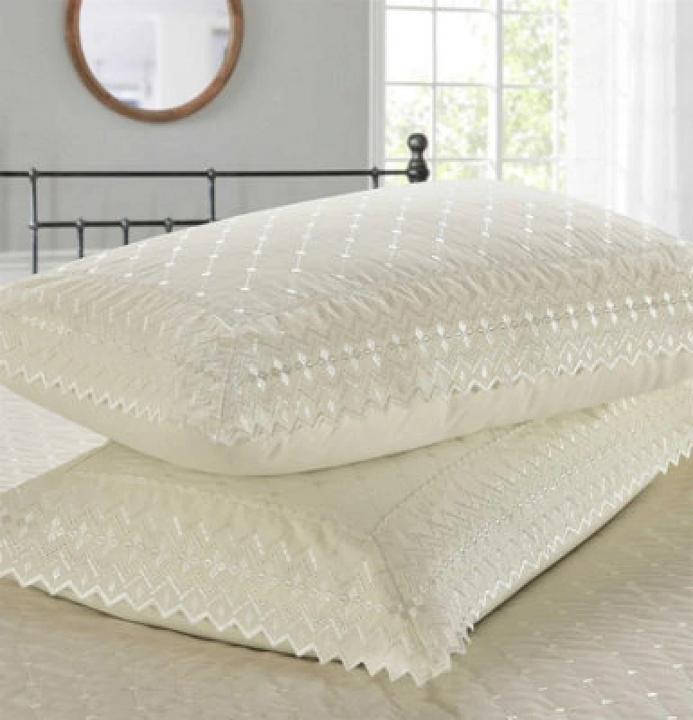 Image of Rapport Home Richmond Ivory Pillowcase Pair Luxury Embroidered