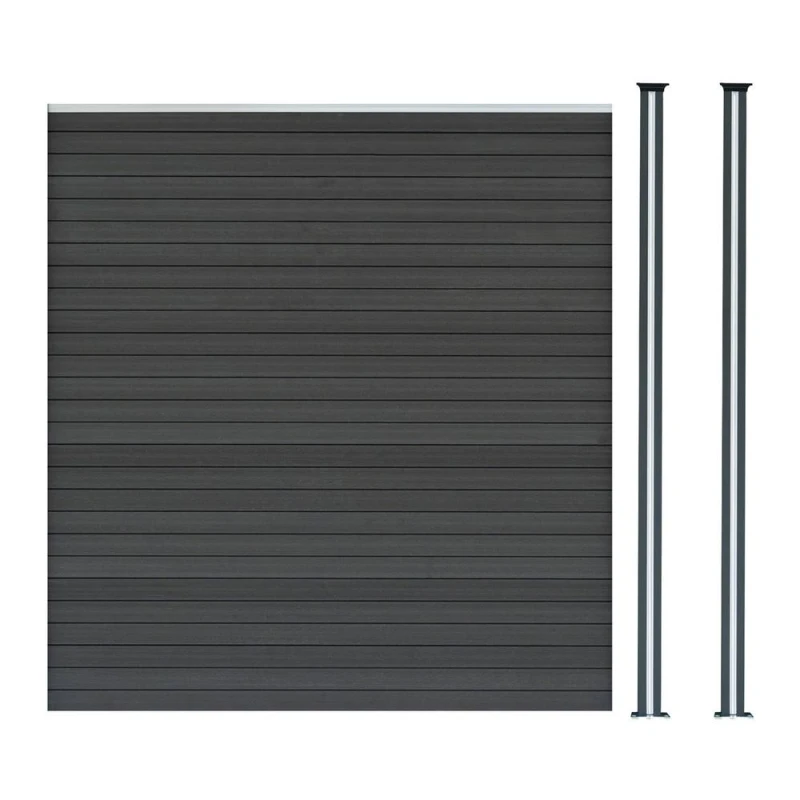 Image of Monstershop Composite Fence Panel & LED Posts 6ft x 6ft - Grey Grey Unisex