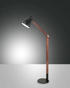 Image of Sveva Task Floor Lamp Black / Walnut Glass, E27